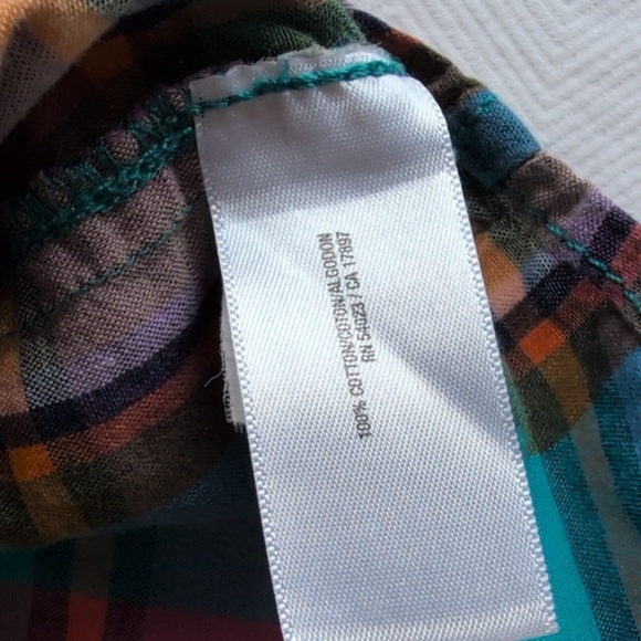 old navy colorful plaid cotton short sleeve button down shirt 18-24 months baby - Picture 4 of 5